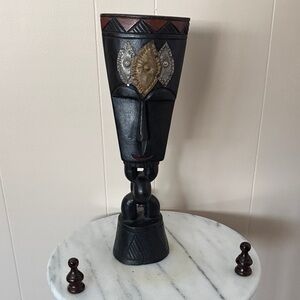 Black and Gold Tribal Mask Sculpture